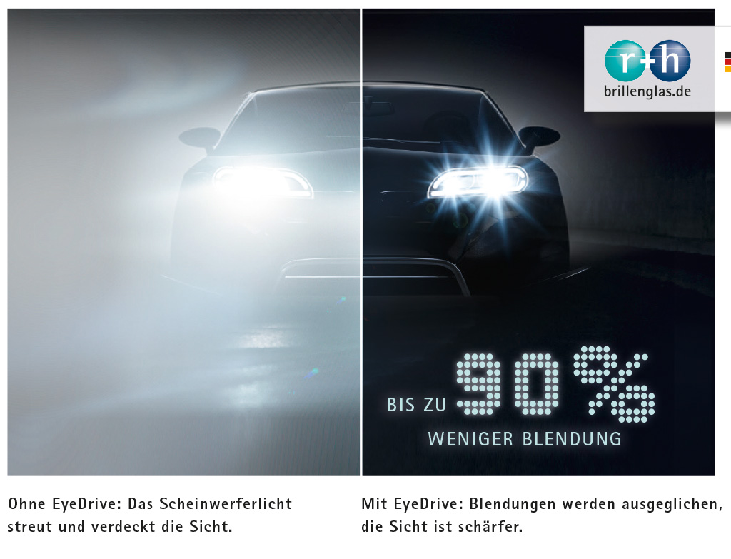 Bis zu 90% weniger Blendung - DER ABEND KOMMT. DIE BRILLE BLEIBT. EyeDrive – die neue Sehklasse